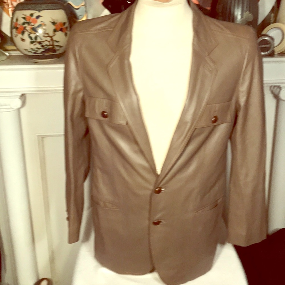 VINTAGE GUCCI LEATHER BLAZER, MENS SIZE-L